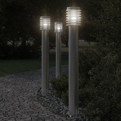 vidaXL Vonkajšia stojaca lampa strieborná 110 cm nehrdzavejúca oceľ