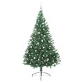 vidaXL Umelý predsvietený vianočný stromček Zelená 240 cm PVC