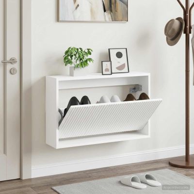 vidaXL Nástenný botník ARNHEM 71 x 17 x 43 cm Kompozitné drevo Biela