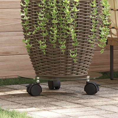 vidaXL Podstavec pod kvetináč na kolieskach 2 ks 25 cm okrúhly sklený