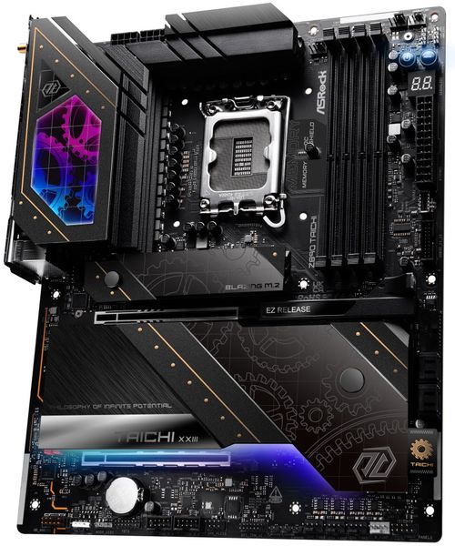 ASRock Z890 Taichi / Intel Z890 / LGA1851 / 4x DDR5 / 6x M.2 / 2x Thunderbolt 4 / WiFi / ATX Základní deska, Intel Z890, LGA1851, 4× DDR5 DIMM (max. 256GB), 6× M.2, HDMI, 2× Thunderbolt 4, Wi-Fi, ATX