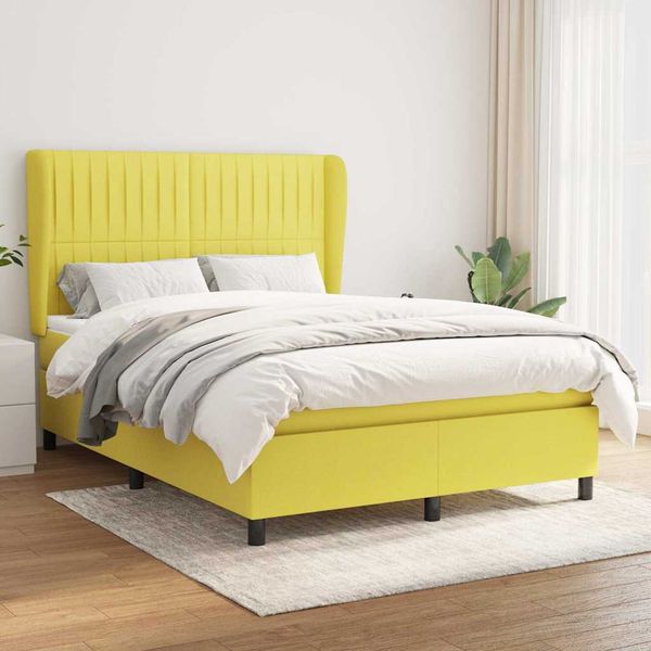 vidaXL Boxspring posteľ s matracom zelená 140x190 cm látka