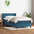 vidaXL Posteľný rám boxsping s matracom tmavomodrý 90x210 cm zamat