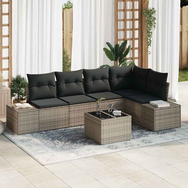 vidaXL Súprava záhradných pohoviek 6 pcs Sivá polyratan