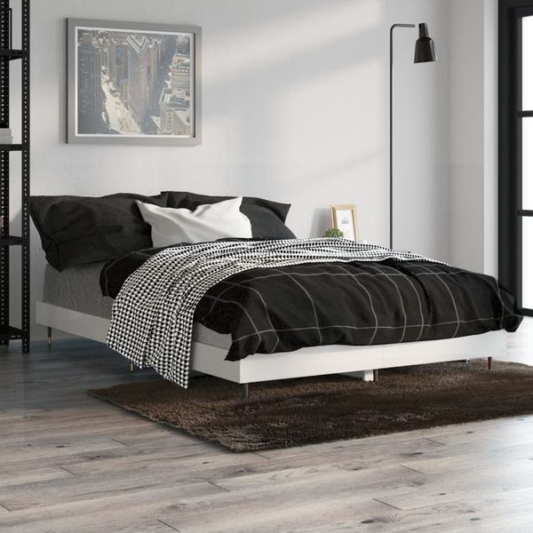 vidaXL Posteľný rám lesklý biely 120x190 cm kompozitné drevo