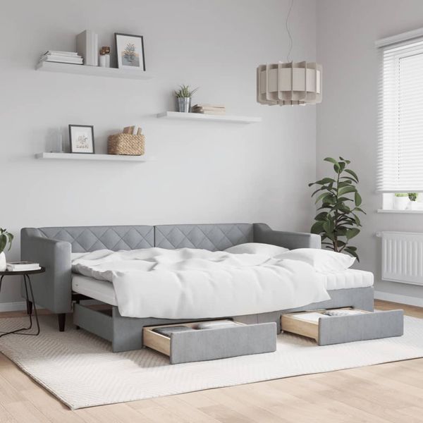vidaXL Rozkladacia denná posteľ so zásuvkami bledosivá 80x200 cm látka