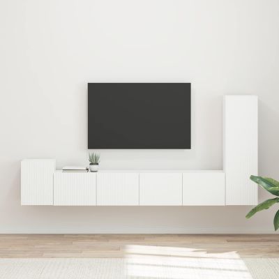 vidaXL Zostava TV skriniek Nástenný 3 pcs Biela Kompozitné drevo