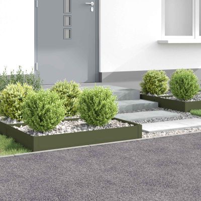 vidaXL Obrubník trávnika 4 ks 100 x 60 x 20 cm Oceľ Olivovo zelená