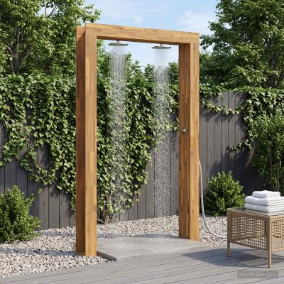 vidaXL Externá sprcha 226 cm Masívne akáciové drevo a nerezová oceľ