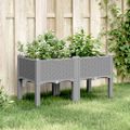 vidaXL Záhradný kvetináč s nohami bledosivý 80x40x42 cm PP