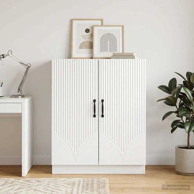vidaXL Servírovacia skriňa Biela s vysokým leskom 66 x 34,5 x 87 cm