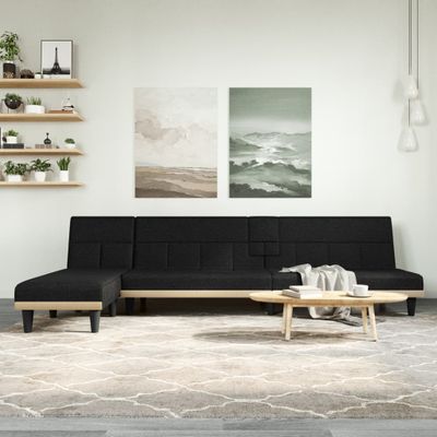 vidaXL Pohovka v tvare L čierna 255x140x70 cm látka