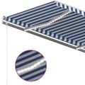 vidaXL Automatická markíza, LED a senzor vetra 400x350 cm, modrá/biela
