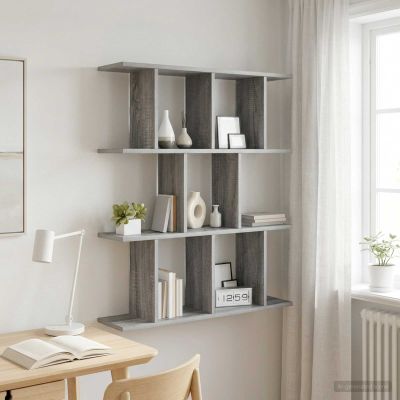 vidaXL Stenná polica Sivý Sonoma 80 x 20 x 96 cm Kompozitné drevo