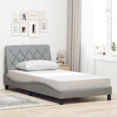 vidaXL Rám postele bez matraca bledosivý 100x200 cm látka