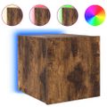 vidaXL TV nástenná skrinka s LED svetlami dymový dub 30,5x35x30 cm