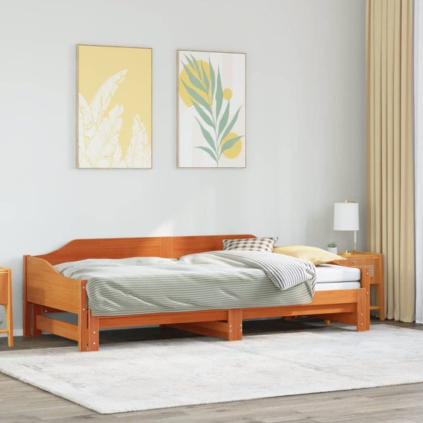 vidaXL Vysúvacia denná posteľ bez matracmi, hnedá 90x190 cm, drevený