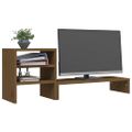 vidaXL Stojan na monitor medovo-hnedý 81x20x30 cm masívna borovica