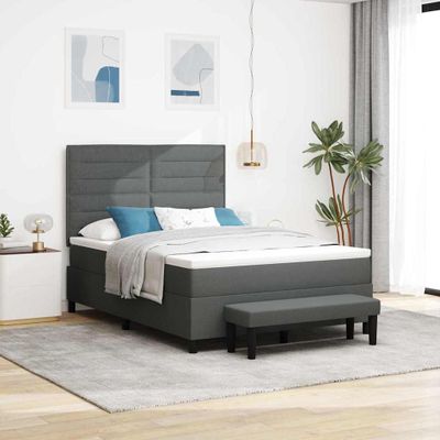 vidaXL Posteľ s pružinovým rámom Tmavo šedá 140 x 200 cm látka