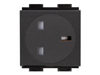 Mechanizmus napájacej zásuvky - 2P+E - Typ G - 1 napájacia zásuvka - 2 moduly - 10 A - AC 220-240 V - čierna