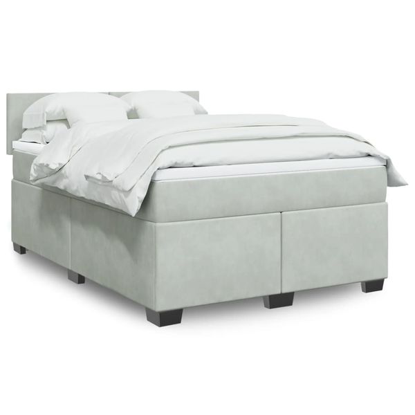 vidaXL Posteľný rám boxsping s matracom bledosivý 160x200 cm zamat