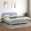 vidaXL Posteľ boxsping s matracom a LED bledosivá 160x200 cm látka