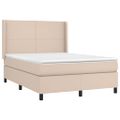 vidaXL Boxspring posteľ matrac a LED kapučínová 140x200 cm umelá koža