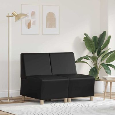 vidaXL Bezrúčková modulárna sofa jednotka 2 ks Čierna Umelá koža