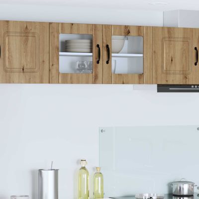 vidaXL Nástenný sklenený kabinet LUCCA Dub artisan 80 x 31 x 40 cm