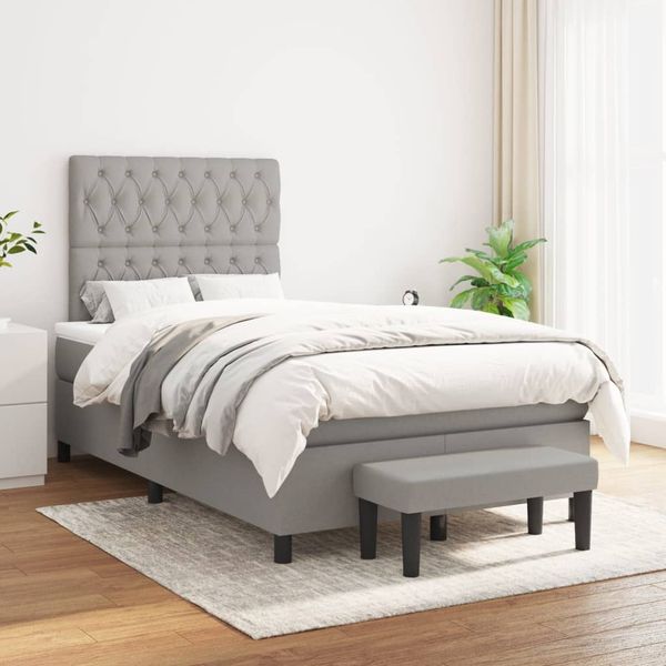 vidaXL Boxspring posteľ s matracom bledosivá 120x200 cm látka