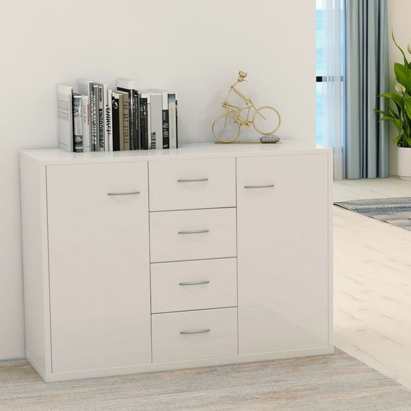 vidaXL Komoda, lesklá biela 88x30x65 cm, kompozitné drevo