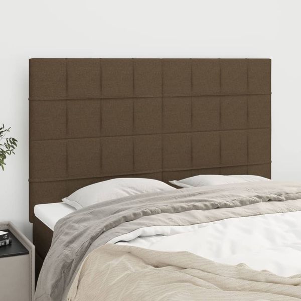 vidaXL Čelo postele tmavohnedé 144x5x118/128 cm látkové
