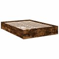 vidaXL Posteľný rám so zásuvkami dymový dub 135x190cm kompozitné drevo