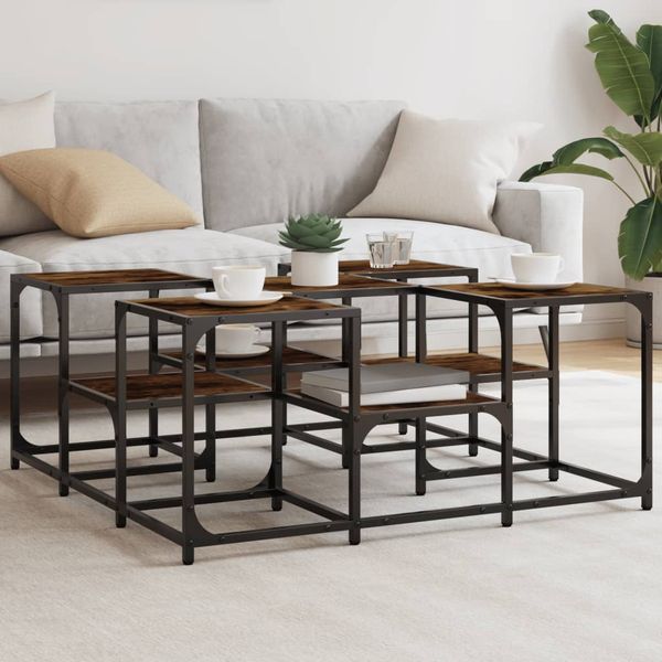 vidaXL Konferenčný stolík dymový dub 91x91x40 cm kompozitné drevo