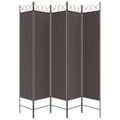 vidaXL 5-panelový paraván hnedý 200x200 cm látkový