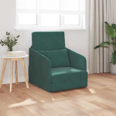 vidaXL Rozkladacia posteľ Tmavozelená 65 x 80 x 83 cm Zamat