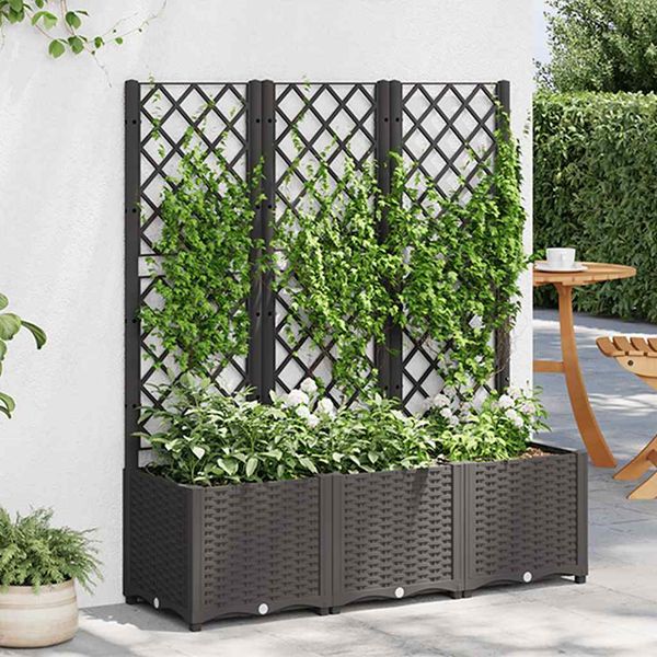 vidaXL Záhradný kvetináč s mriežkou čierny 120x40x136 cm PP