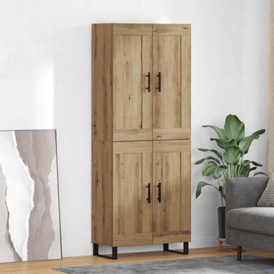 vidaXL Highboard Remeselný dub 69,5 x 34 x 180 cm Kompozitné drevo