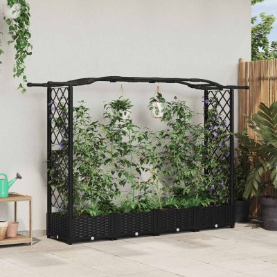 vidaXL Vyvýšený záhon s mriežkou a strechou Čierna 207 x 40 x 123 cm