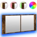 vidaXL LED kúpeľňová zrkadlová skrinka dymový dub 100x12x45 cm