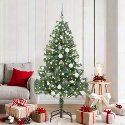 vidaXL Vianočný stromček s 300 LED-i so stojanom Zelená 180 cm PVC
