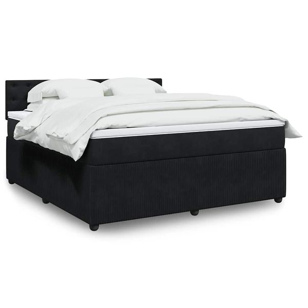 vidaXL Posteľný rám boxspring s matracom čierny 180x200 cm zamat
