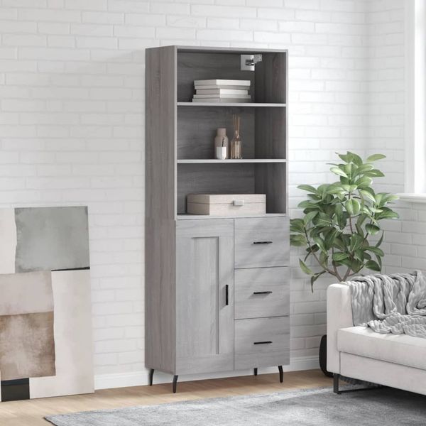 vidaXL Vysoká skrinka sivý dub sonoma 69,5x34x180 cm spracované drevo