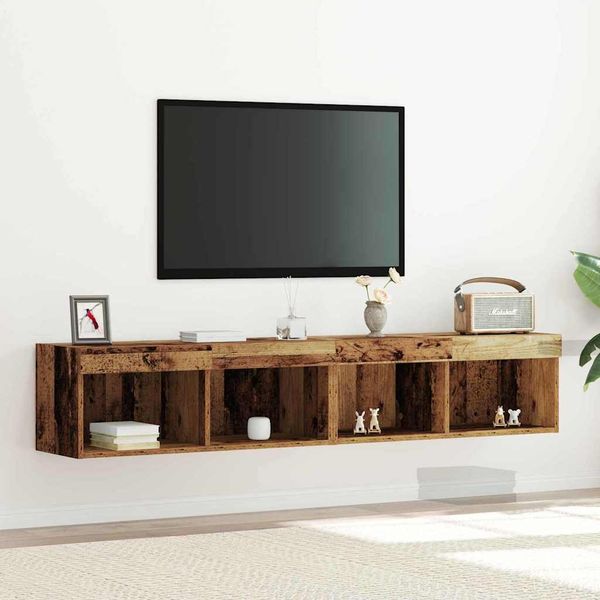 vidaXL Zostava TV skriniek s LED 2 pcs Staré drevo 80 x 30 x 30 cm