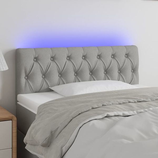 vidaXL Čelo postele s LED bledosivé 100x7x78/88 cm látka