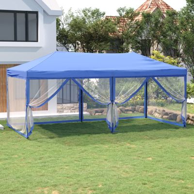 vidaXL Skladací párty stan s bočnými stenami modrý 3x6 m