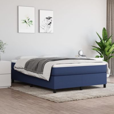 vidaXL Posteľný rám s boxspringom modrá 140x200 cm látka