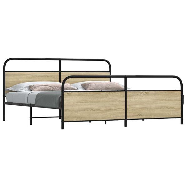 vidaXL Kovový posteľný rám bez matraca dub sonoma 183x213 cm