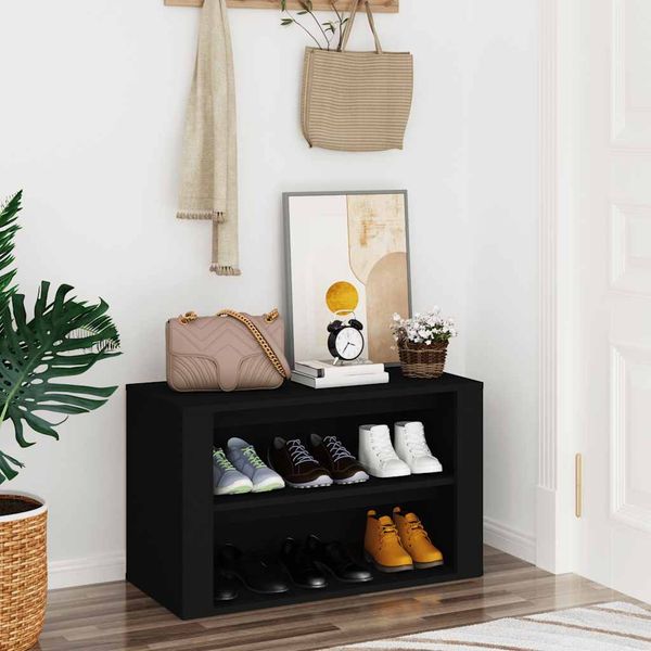 vidaXL Regál na topánky čierny 75x35x45 cm spracované drevo