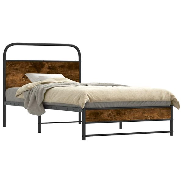 vidaXL Posteľný rám bez matraca 107x203 cm dymový dub kompozitné drevo